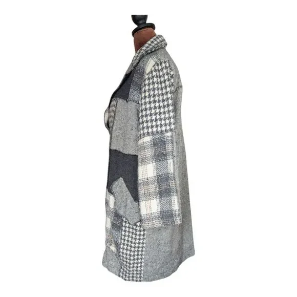 Plaid Patchwork Transitional Spring Coat Size M - Picture 6 of 11